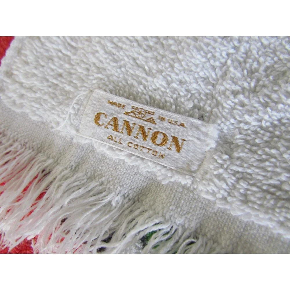 Vintage 1970s Cannon Bath Towel Monticello Tiger Frog Turtle Fringed